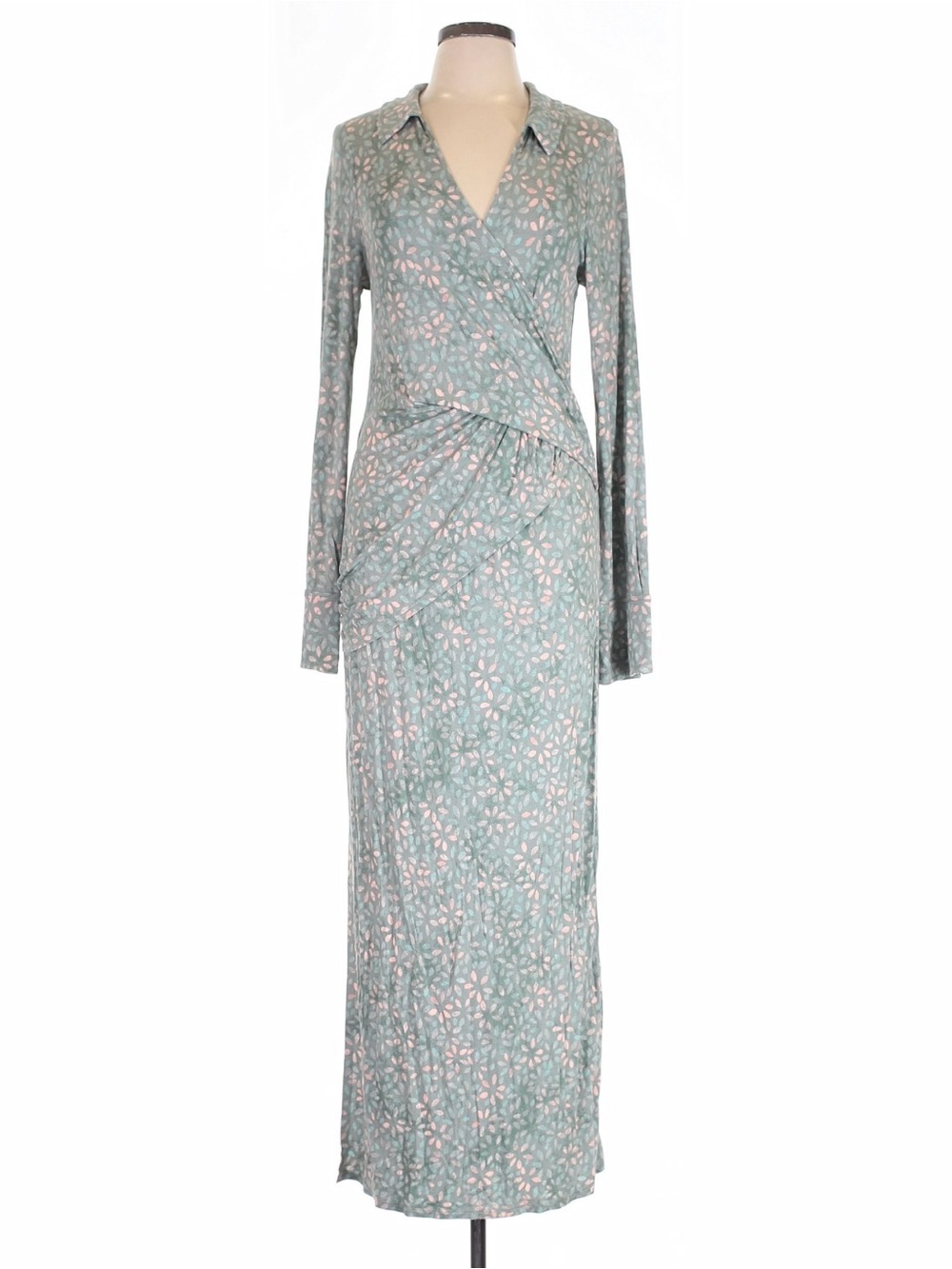 Free People Shayla Faux Wrap Midi Dress in Mint Combo - Size XL